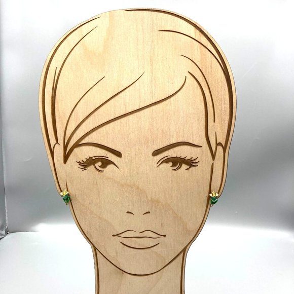 Tiny Blue Enamel Tulip Earrings, Floral Studs, Vintage Fashion on Gold Tone - Picture 3 of 5